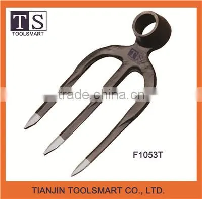 3 Prong Carbon Steel Garden Fork Hoe With Wooden Handle photo-3