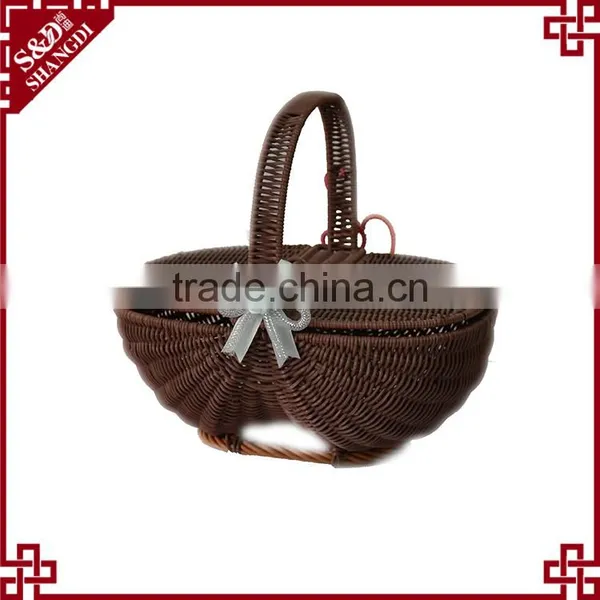S.D Washing Plastic Rattan Fruit and Gift Basket With Single Handle photo-5