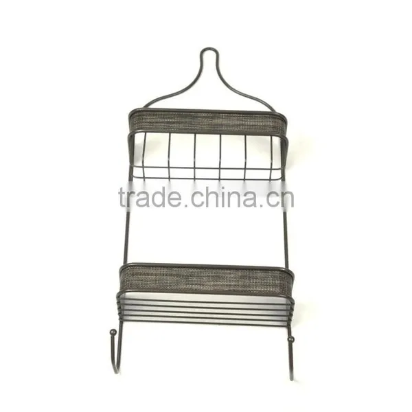 Wall Mounted Shampoo Rack With Two Hooks photo-3