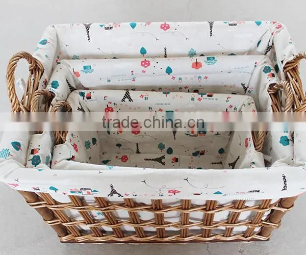 Home Storage Nested Wicker Knitting Baskets With 2 Side Handles photo-3