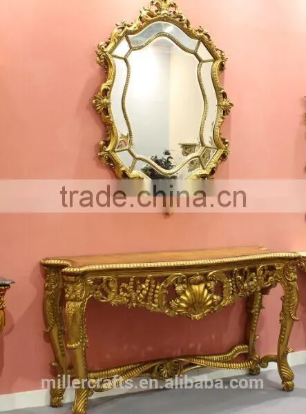 Antique Reproduction Italian Design Gold Leaf Veneer Top Hotel Side Table photo-2