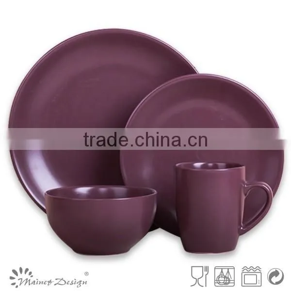 Ceramic Round Shape 16PCS Dinnerware Brown Color photo-4