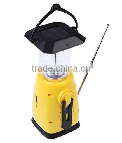 Solar Hand Crank Dynamo Camping Tent Lantern Lamp Am/fm Radio 8led Phone Charger photo-2