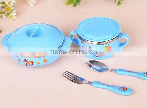 Color Stainless Steel Serving Soup Baby Bowl With Lid Kids Suction Bowl photo-5