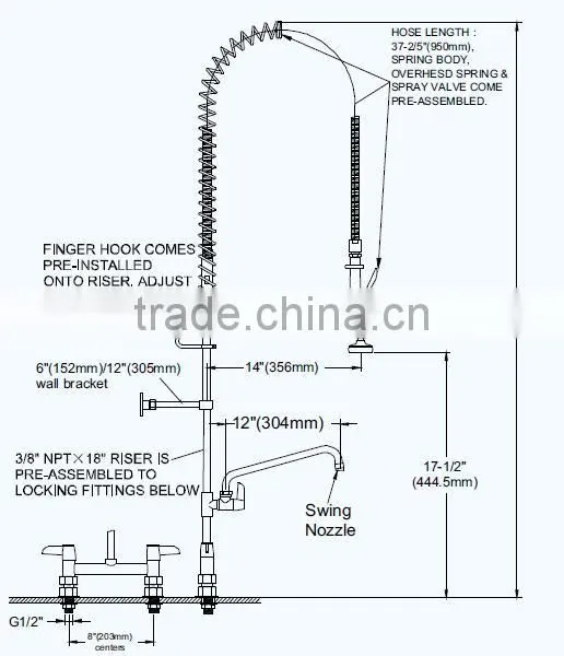 New Commercial Pre Rinse Unit Cleaning Faucet&Sink Tap,Lead Free Comply to NSF/ANSI 61 photo-3