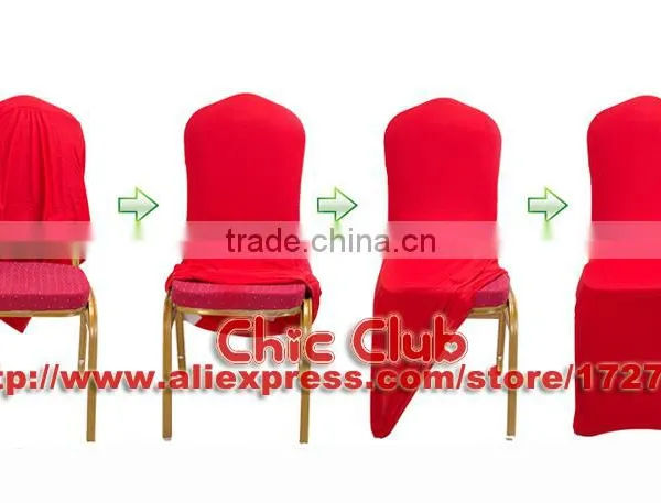 100 PCS Stretch Elastic Universal White Spande Wedding Chair Covers for Weddings Party Banquet Hotel Lycra Polyester Fabric photo-6