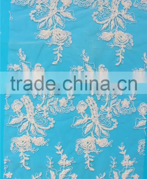China manufacturer beaded trust win lace fabric for wholesales