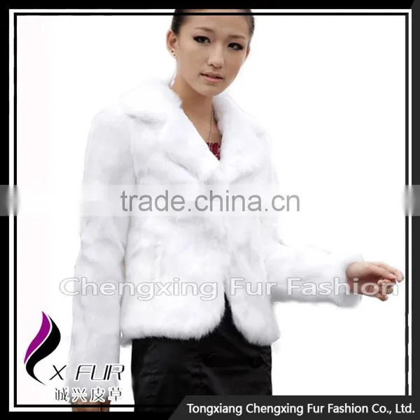 CX-G-A-201 Custom Fashion Rabbit Fur Long Sleeves Women Coat photo-3