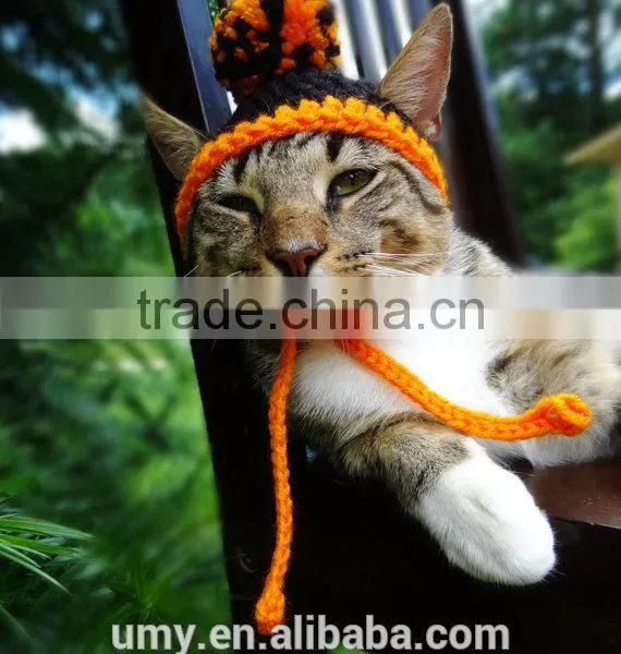 Cat Hat Costume The Halloween Pom Pom Beanie For Cats And Small Dogs photo-3