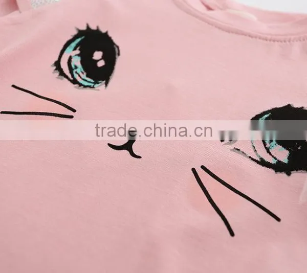 2016 Kids T Shirt Short Sleeves With Cat Print Summer Children Casual Shirt photo-2