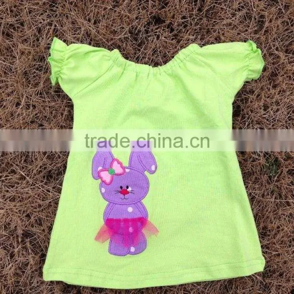 2015 New Baby Girls Easter Lime Pink Lavender Bunny Capri Top Set Easter Outfits With Matching Necklace and Bow Set photo-3