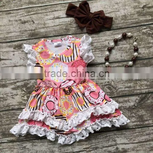 Summer Baby Girls Outfits Children Doughnut Cotton Dress Girls Lace Ruffle Boutique Dress Cute Dress Matching Accessories photo-2