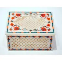 Marble Jewellery Box Inlay Art Stone Pietra Dura Handicraft for Christmas Gifts