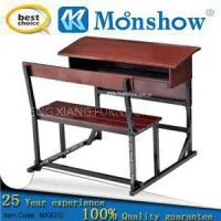 Double Seat Primary And Middle School Hardwood Timber Furniture