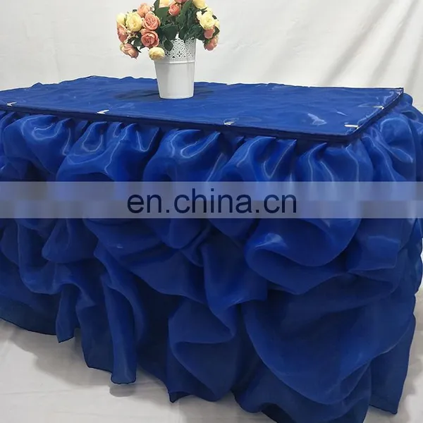 Fancy Organza Ruffled Table Skirting for Wedding photo-3