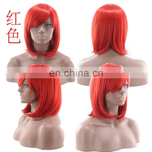 Fashion Party Blue Cosplay Wig Short Straight Synthetic Wig photo-5