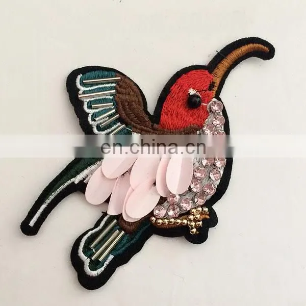 Fashion 12x8cm Wide 3D Beads Sequins Embroidery Birds for Clothing photo-2