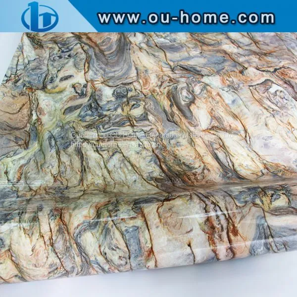 OUHOME Glossy Marble DIY Vinyl Decorative Film Kitchen Wall Sticker photo-3