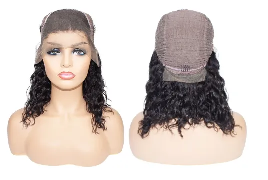 KHH Curly Lace Front Wig With Bangs Short Bob Human Hair Wigs Brazilian Remy Fringe Wig Pre Plucked With Baby Hair photo-3