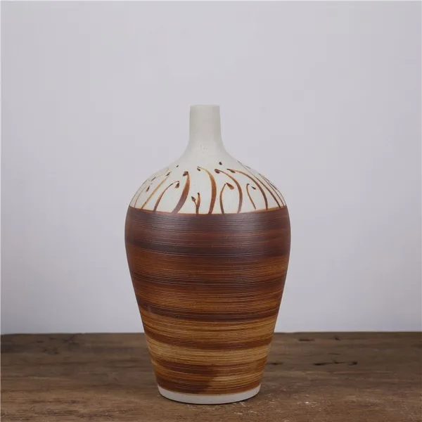 Artistic Jingdezhen Hand Made Paint Modern Simple Style Brown Ceramic Vase For Indoor Decor photo-2