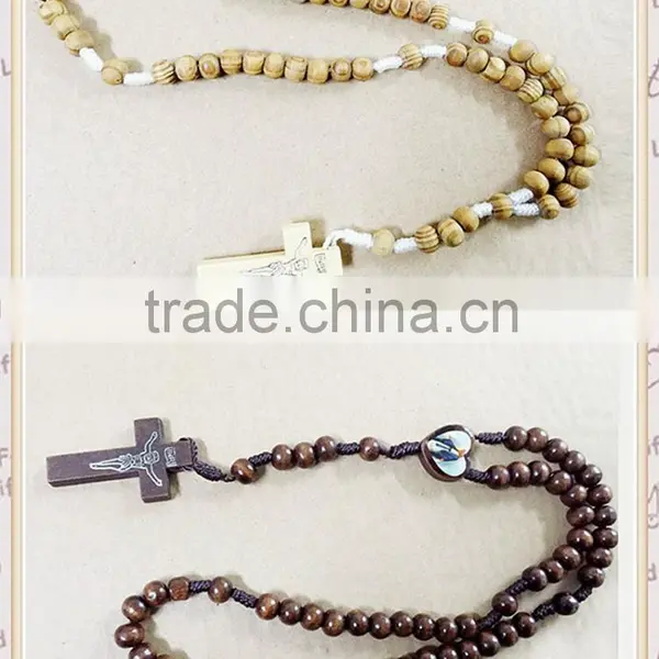 Lasted Imitation Long Wood Jesus Beaded Necklace Jewelry photo-6