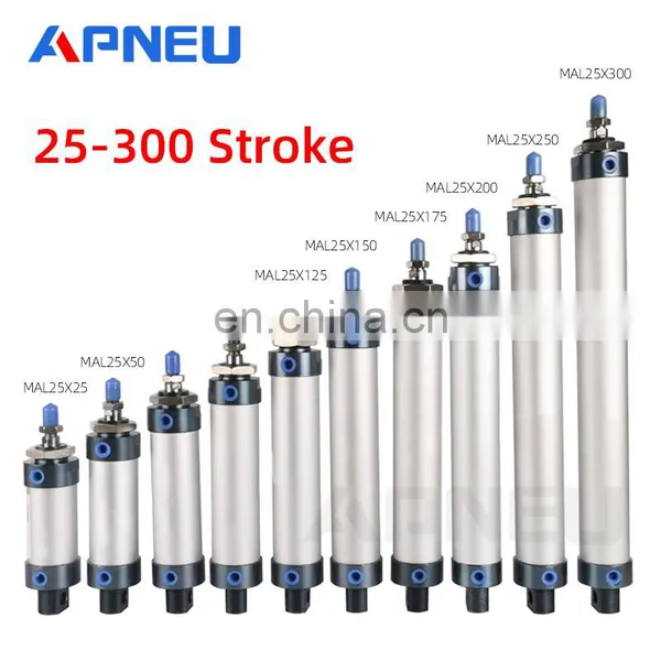 Pneumatic Cylinder MAL Series Mini 16/20/25/32mm Bore 25/50/75/100/200/300/400/500mm Stroke Single Lever Pneumatic Air Cylinder photo-2