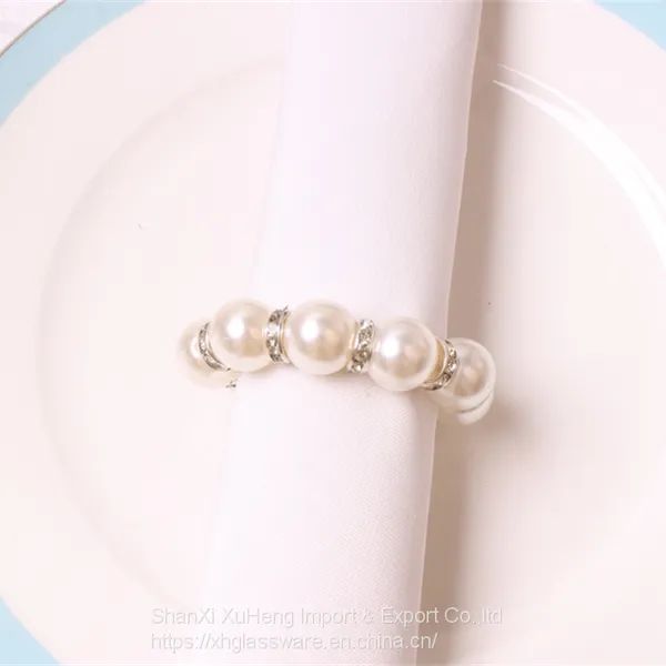 New Hot Sale Pearl Beaded Napkin Ring Wedding Party Banquet Table Decoration photo-4