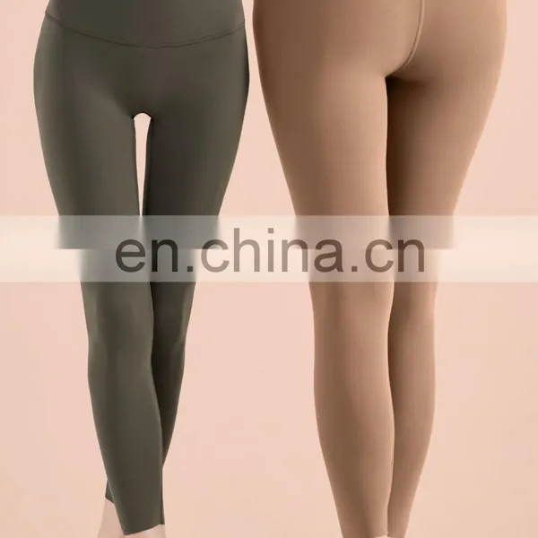 Sexy Nude One Size High Waist Peach Hip Gym Yoga Tight Pants Crotchless Women Workout Fitness Active Sports Wear Leggings photo-4