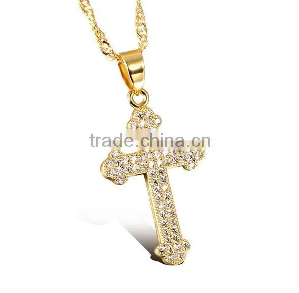 Drill Microscope Zircon Set Auger Cross Pendant Gold Plated Necklace Unisex Lover Gifts photo-6
