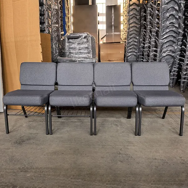 Heavy Duty High Quality Steel Frame Comfortable Padded Commercial Gray Modern Church Chair photo-2