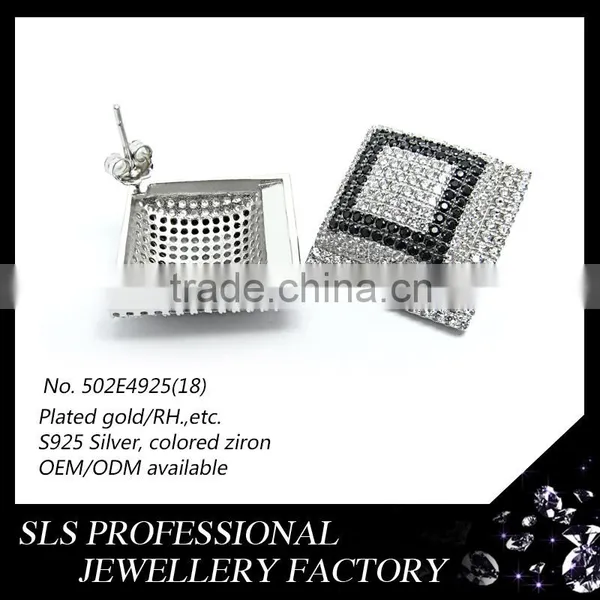 2015 American Funky Style Colorful CZ 925 Silver Rhodium Plated Butterfly Push Stud Earrings photo-2