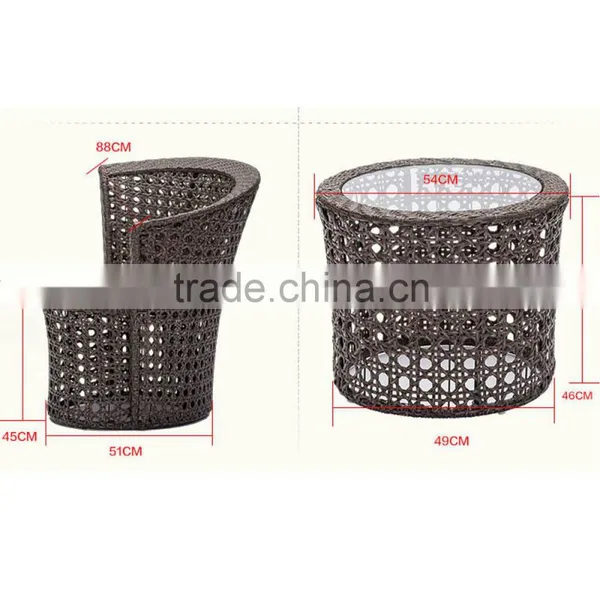 3PCS/SET Garden Outdoor Rattan Coffee Office Dining Table And Chair Tunisia Price For Restaurant photo-5