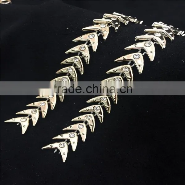 Fish Bone Shape Rhinestone Mesh Plastic Rhinestone Trimming Garment Accessories photo-2