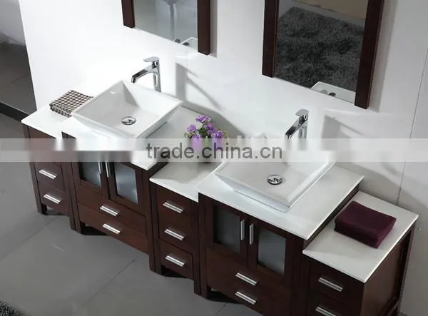 Modern Oak Wood Modern Double Sinks Floor Cabinet Hotel Vanity Bathroom Furniture No.3199E photo-3