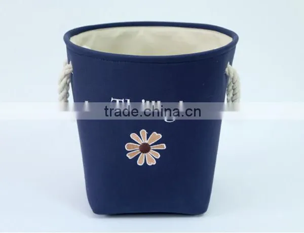 YIWU RODA Cotton Embroidery Bin Canvas Toys Receive Basket Sundry Receive Storage Basket Bathroom Laundry Basket photo-5