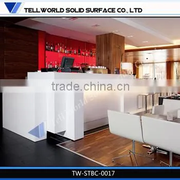 TW High Gloss White Artificial Stone Bar Counter,Lshape Bar Counter for Club