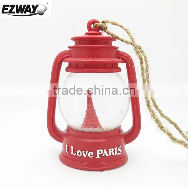 2015 Fresh Design Led Latern Snow Globe for Wedding Gifts Eiffel Tower Love Story Theme