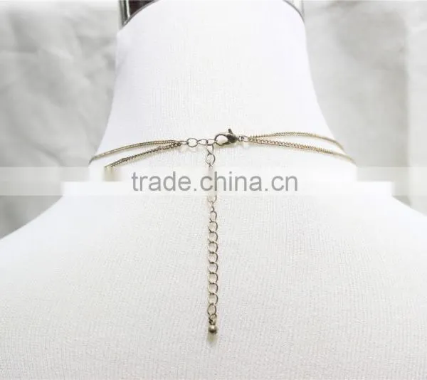 Gold Double Layered w/ White Diamond Necklace 2016 Fashion Style Wholesale photo-4