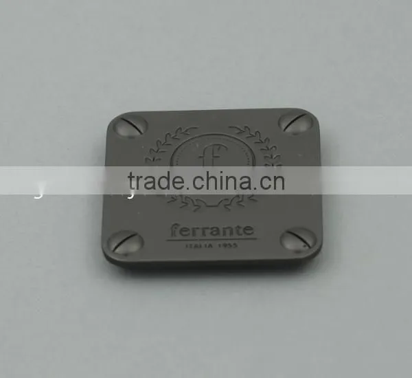 High Quality Custom Square Metal Plate Tags With Prongs For Hangbag photo-5