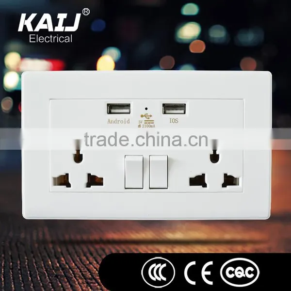 Wall Mounted Double 2 Usb Universal Switch Socket photo-4