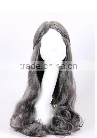 Costume Long Gray Deep Wave Wigs With Braid N360 photo-3