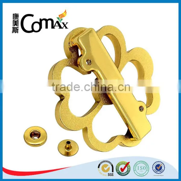 Gold Flower Shape Fashion Metal Handbag Lock photo-6
