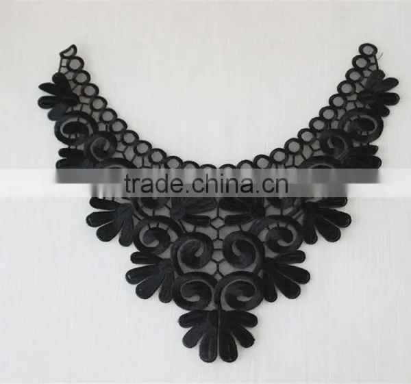 Fashion Neckline Design Embroidery Guipure Lace Collar Black Applique photo-2