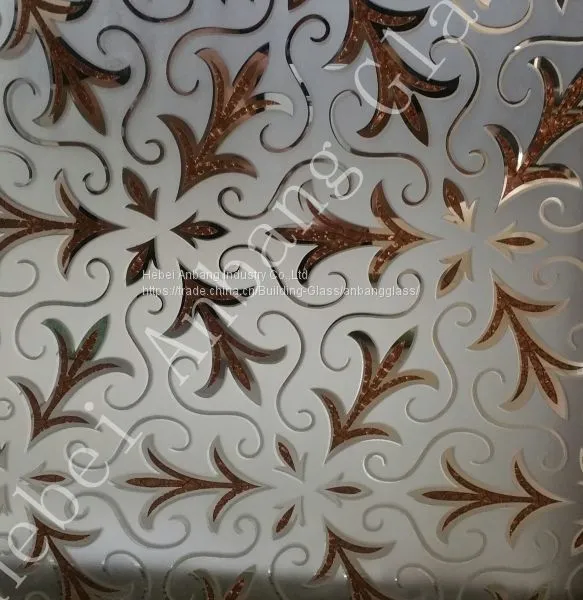 Ice Acid Etched Glass With Flower Designs, Decorative Art Glass photo-4