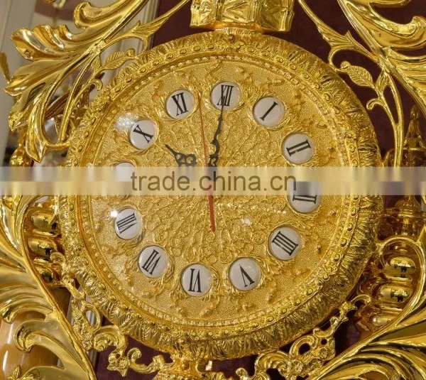 Onyx Tube Antique Grandfather Clock, Copper Mounted Clock, 24K Gold Pendulum Decorated Clock photo-3