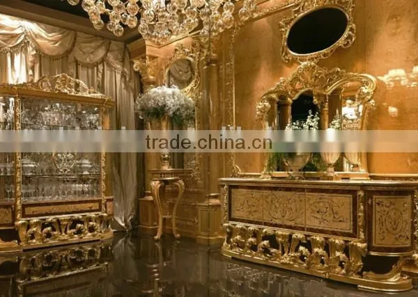 Luxury Golden Fou- Door Display Showcase, Gorgeous Decorative Glass Display Cabinet, Solid Wood Carved Wine Cabinet photo-2