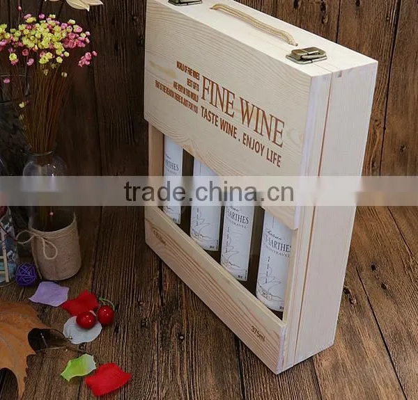 3 Bottle Wooden Wine Box/Wine Package Wooden Box photo-5
