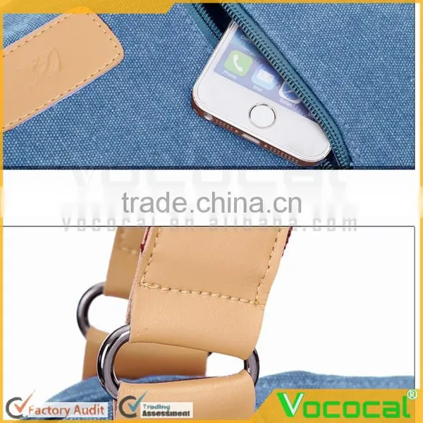 Women's Canvas Large Capacity Handbag Tote Crossbody Bag for IPad Folding Umbrella Cosmetics Blue photo-5