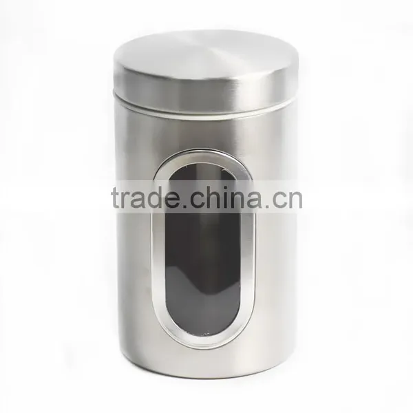 3 Pieces Food Storage Stainless Steel Canister Set With Window Show photo-2