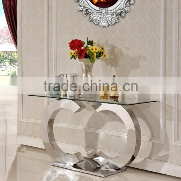 F286 Cheap Hallway Console Table Modern Glass Console Table photo-2